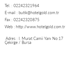 Hotel Gold Butik iletiim bilgileri